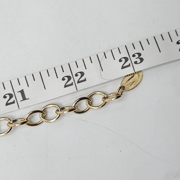 Gold Tone Hammered Disc Necklace By Laura Ashley - Picture 7 of 7